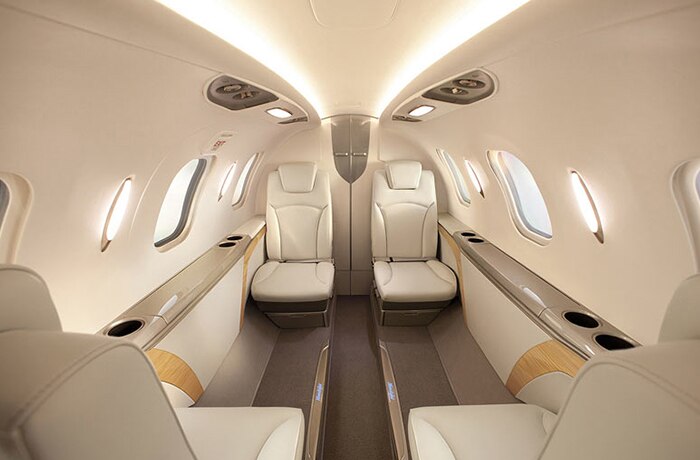 Interior view of Honda Jet cabin. 